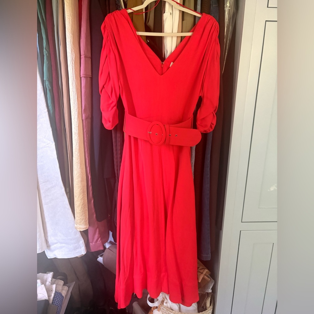Orange NicholasV-Neck Belted Women’s Dress 2